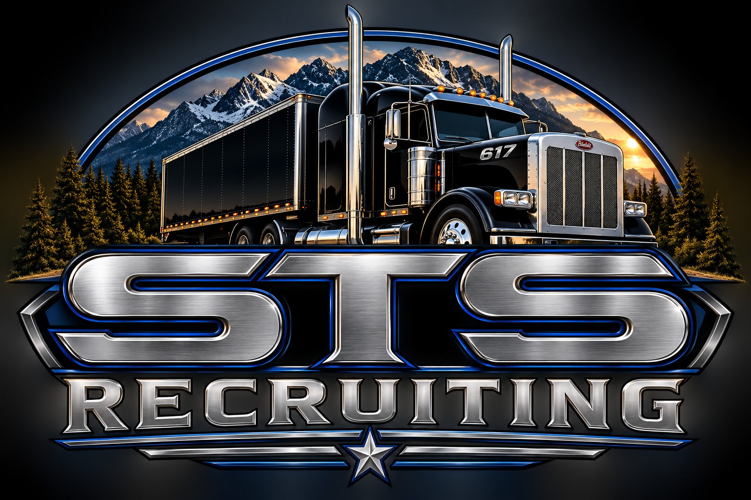 STS Recruiting logo with black semi-truck